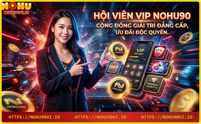 Giao diện Nohu90 trên điện thoại với các biểu tượng sản phẩm cá cược thể thao, casino, slot, game bài