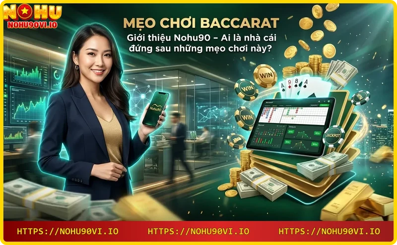 Không gian casino sang trọng với bàn baccarat trung tâm, ánh sáng neon xanh tím, phong cách đẳng cấp