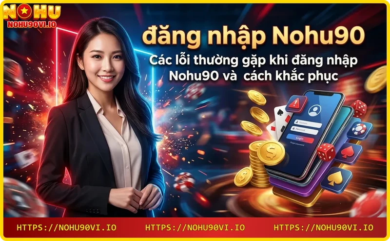 Màn hình lỗi đăng nhập Nohu90 và biểu tượng khóa bảo mật