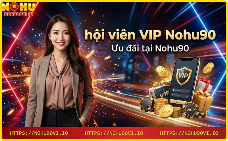 Quà tặng VIP Nohu90 với tiền mặt, xu vàng và biểu tượng sinh nhật